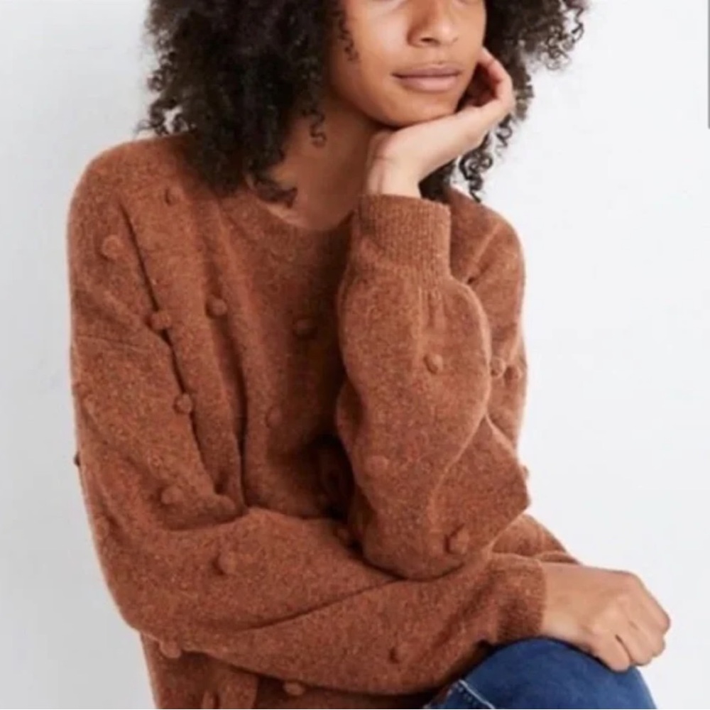 Madewell Brockton Bobble Pom Pom Sweater Brown Women’s XXS